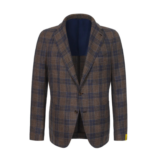 Gabo Wool, Silk and Linen - Blend Jacket in Brown and Blue - SARTALE