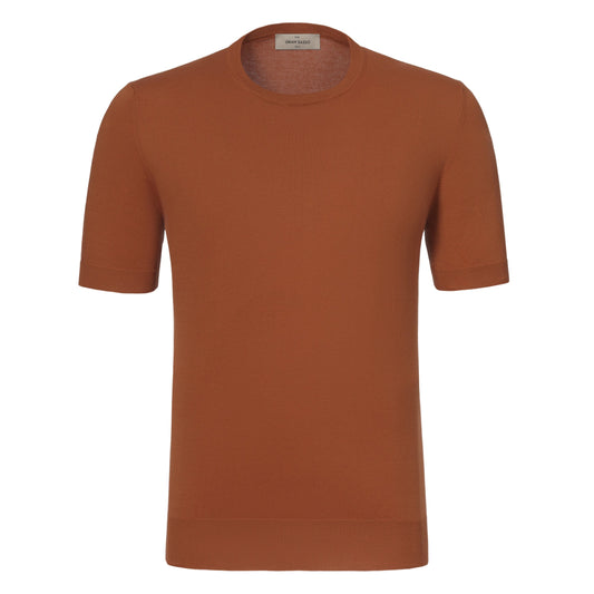 Gran Sasso Cotton Crew - Neck T - Shirt in Burnt Orange - SARTALE