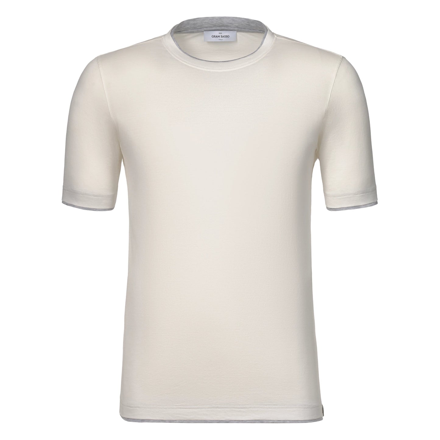 Gran Sasso Cotton Crew - Neck T - Shirt in Cream - SARTALE