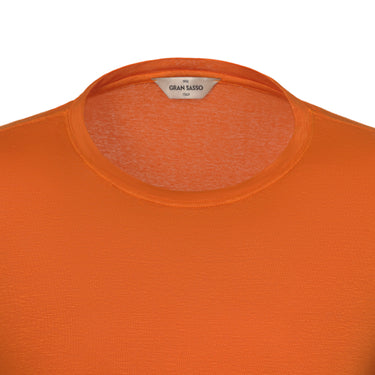Gran Sasso Linen - Blend Crew - Neck T - Shirt in Bright Orange - SARTALE