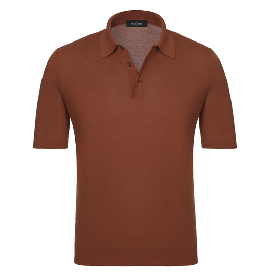 Gran Sasso Silk Polo Shirt in Brick Red - SARTALE