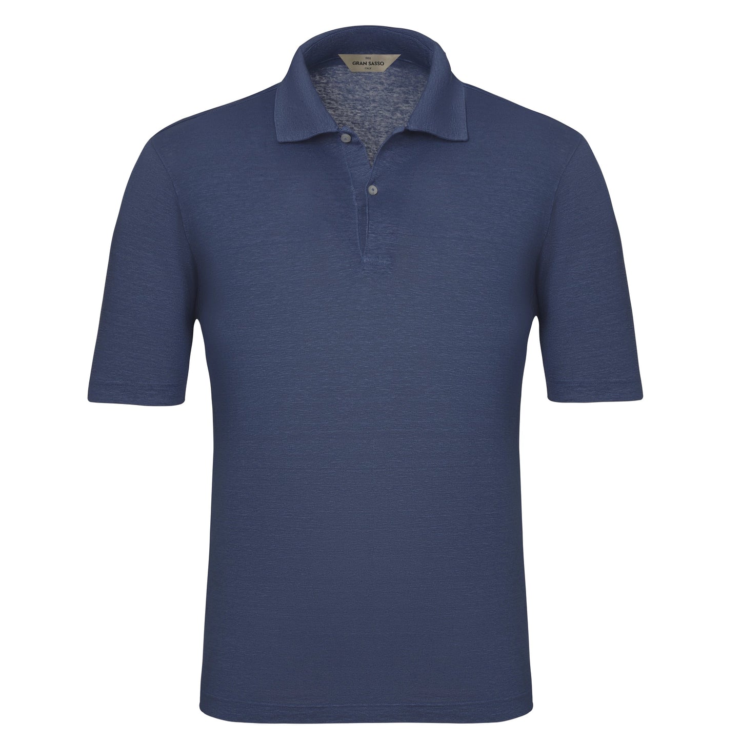 Gran Sasso Two - Button Linen - Blend Polo Shirt in Blue Melange - SARTALE