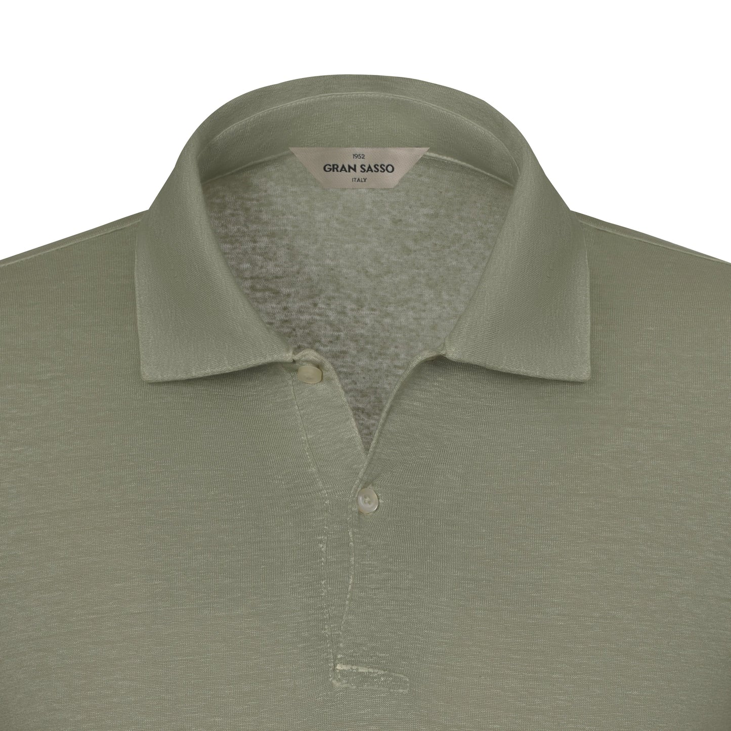 Gran Sasso Two - Button Linen - Blend Polo Shirt in Green Melange - SARTALE
