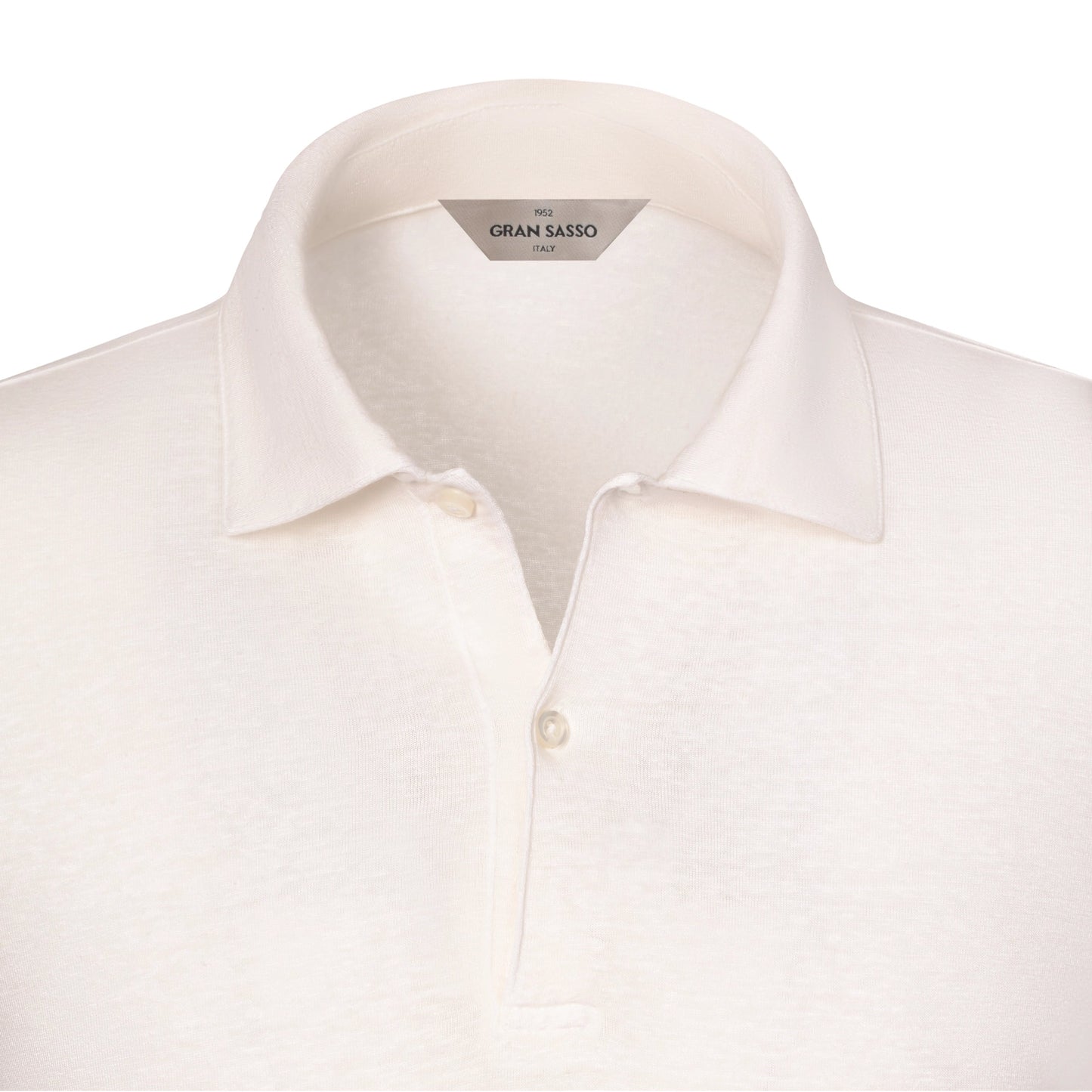 Gran Sasso Two - Button Linen - Blend Polo Shirt in Milky White - SARTALE