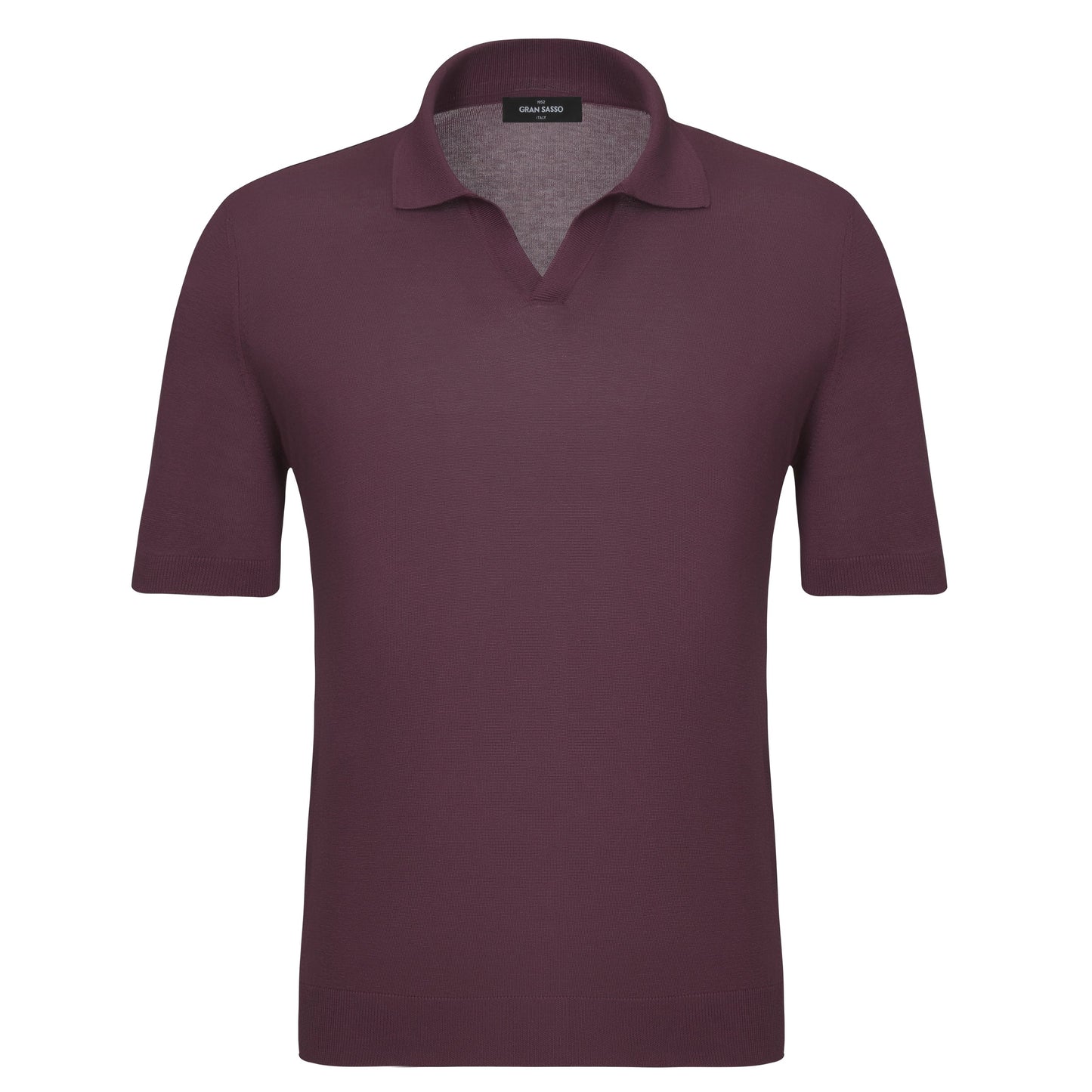 Gran Sasso V - Neck Silk Polo Shirt in Plum Purple - SARTALE