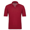 Gran Sasso V - Neck Silk Polo Shirt in Raspberry Red - SARTALE