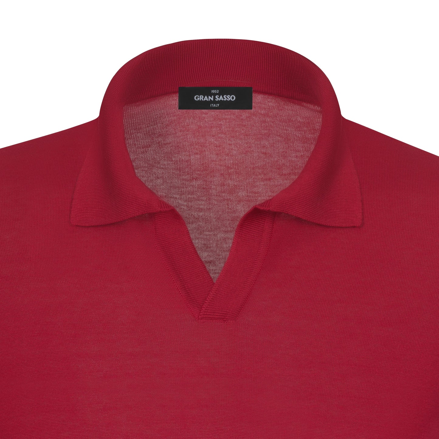 Gran Sasso V - Neck Silk Polo Shirt in Raspberry Red - SARTALE