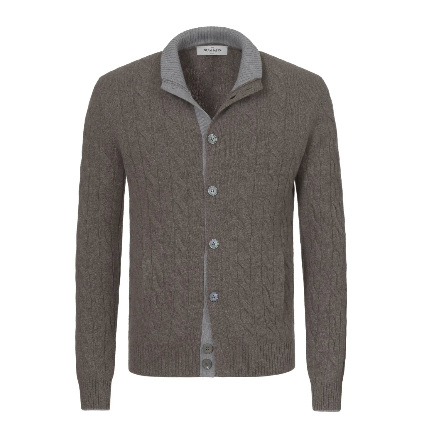 Gran Sasso Wool - Blend Cardigan in Brown and Grey - SARTALE