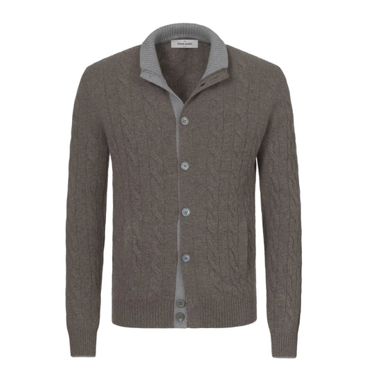 Gran Sasso Wool - Blend Cardigan in Brown and Grey - SARTALE