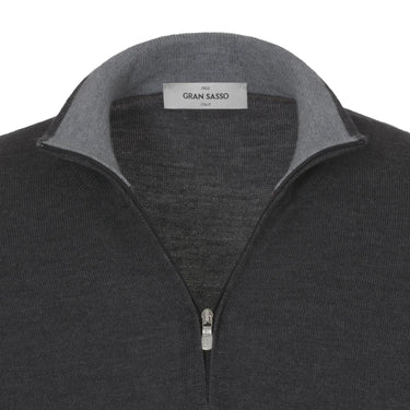 Gran Sasso Wool Half - Zip Sweater in Grey Melange - SARTALE
