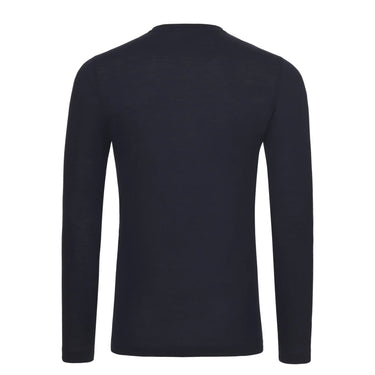 Gran Sasso Wool Long Sleeve T - Shirt in Navy Blue - SARTALE