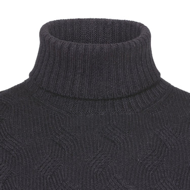 Gran Sasso Wool Ribbed Turtleneck in Smoking Night Blue - SARTALE