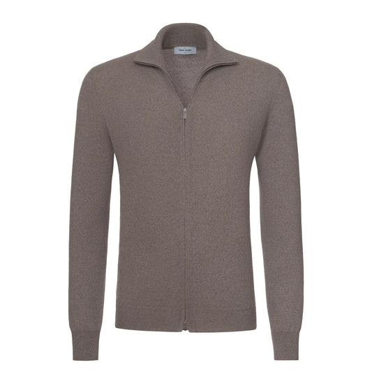Gran Sasso Wool Zip - Up Sweater in Light Brown - SARTALE