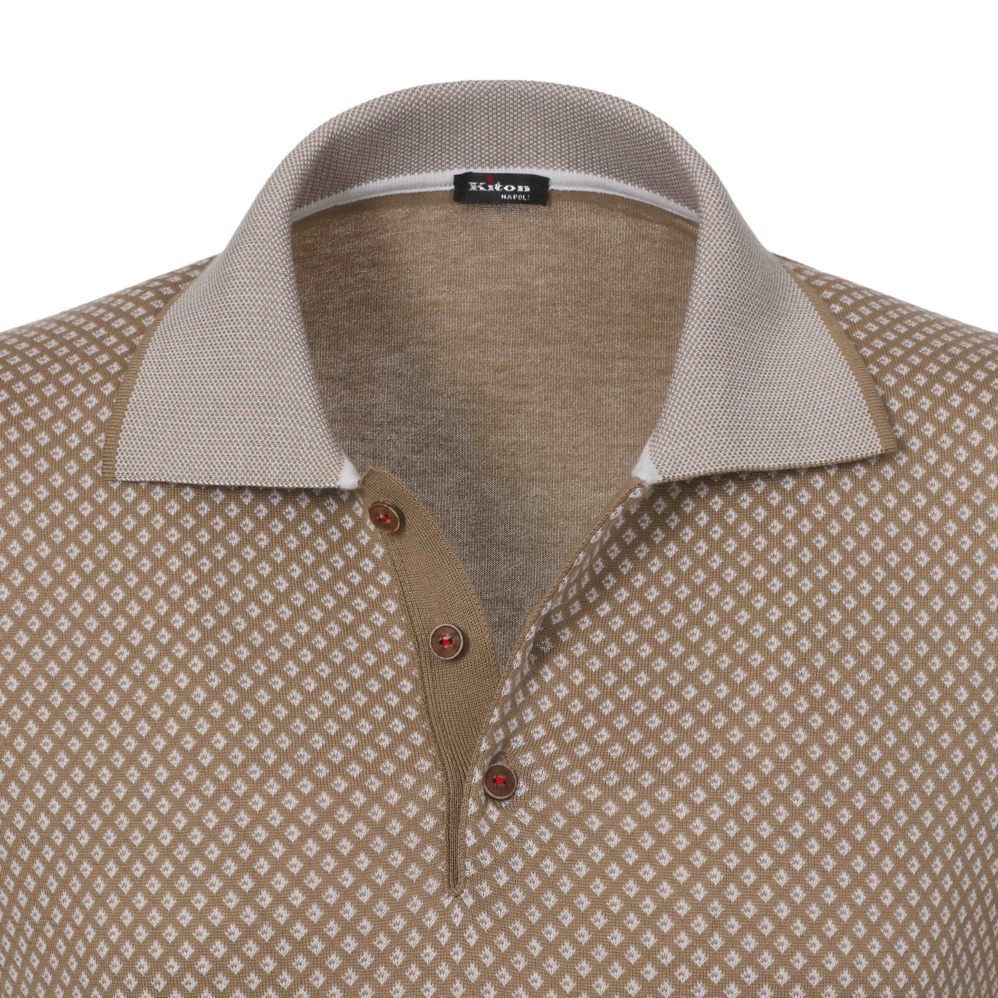 Kiton All - Monogram Polo Shirt in Sand Brown - SARTALE