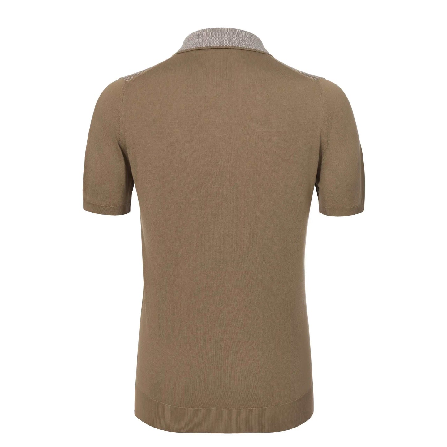 Kiton All-Monogram Polo Shirt in Sand Brown - SARTALE