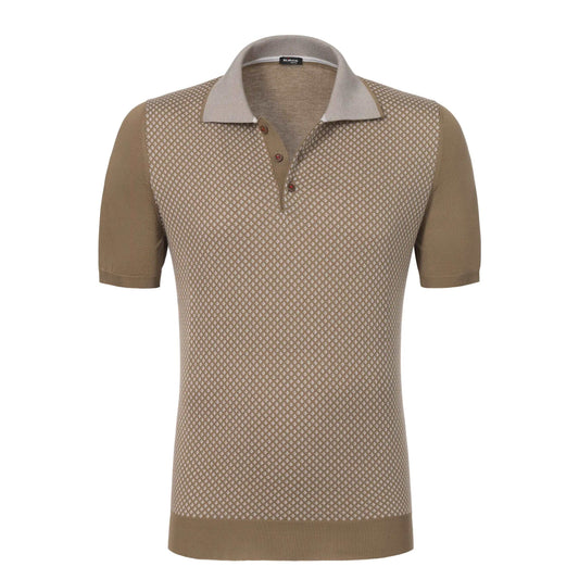 Kiton All-Monogram Polo Shirt in Sand Brown - SARTALE