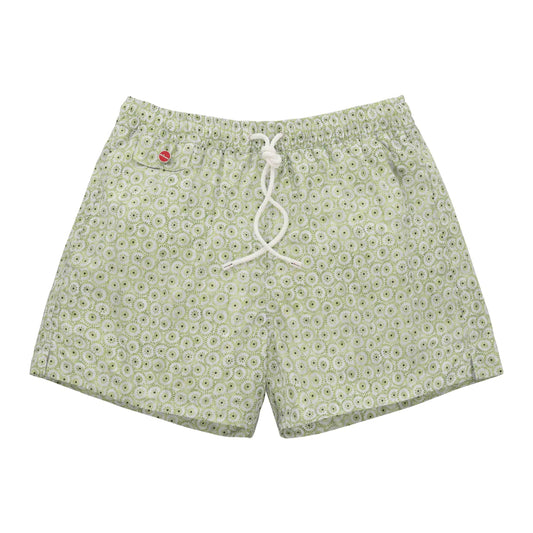 Kiton All-Monogram Swim Shorts in Green - SARTALE