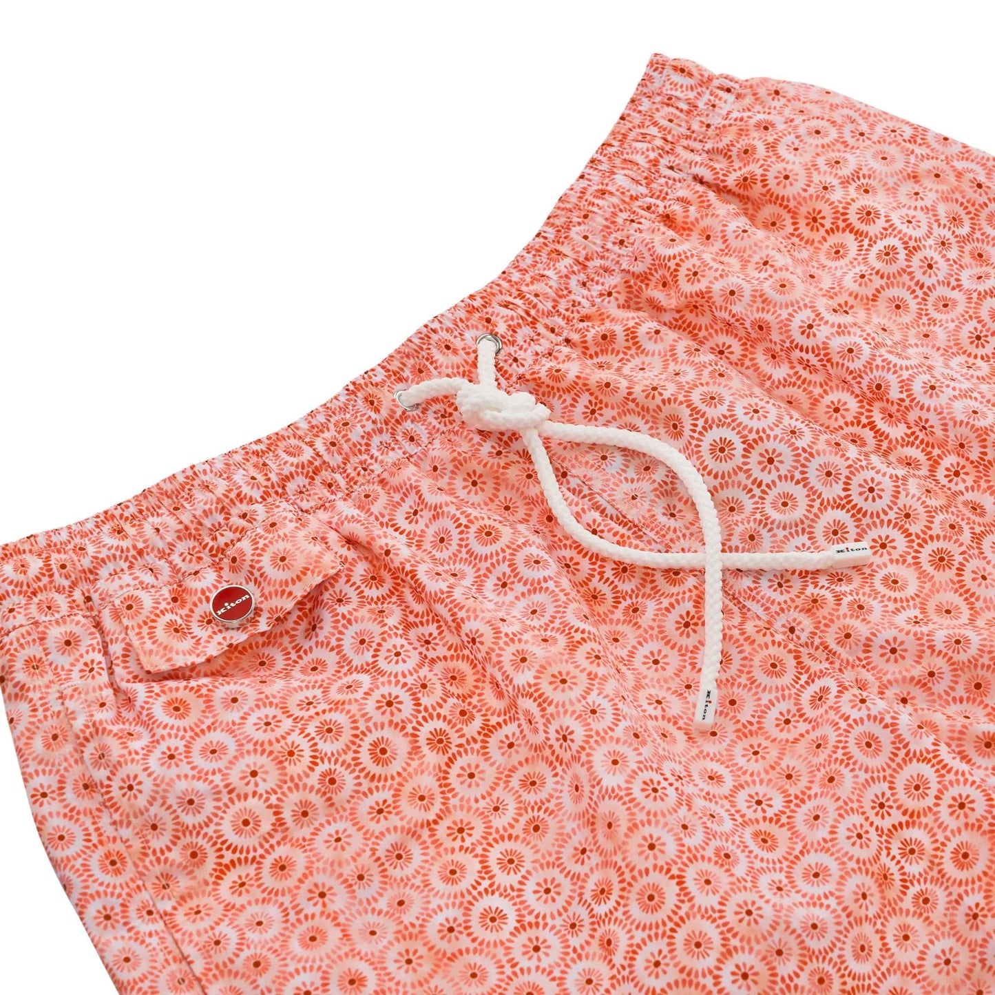 Kiton All-Monogram Swim Shorts in Peach Orange - SARTALE