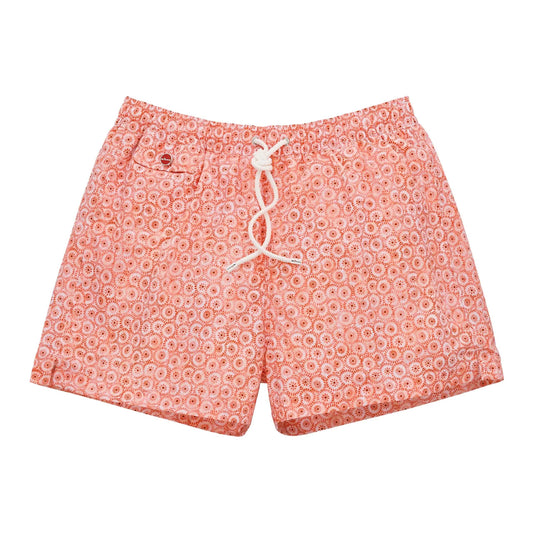Kiton All - Monogram Swim Shorts in Peach Orange - SARTALE