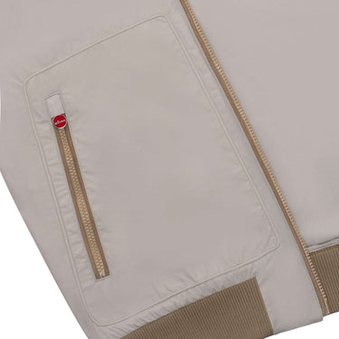 Kiton Bomber Jacket with Leather Details in Light Beige - SARTALE