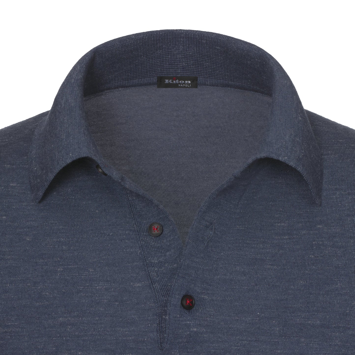 Kiton Cashmere - Blend Long Sleeve Polo Shirt in Bronze Blue - SARTALE