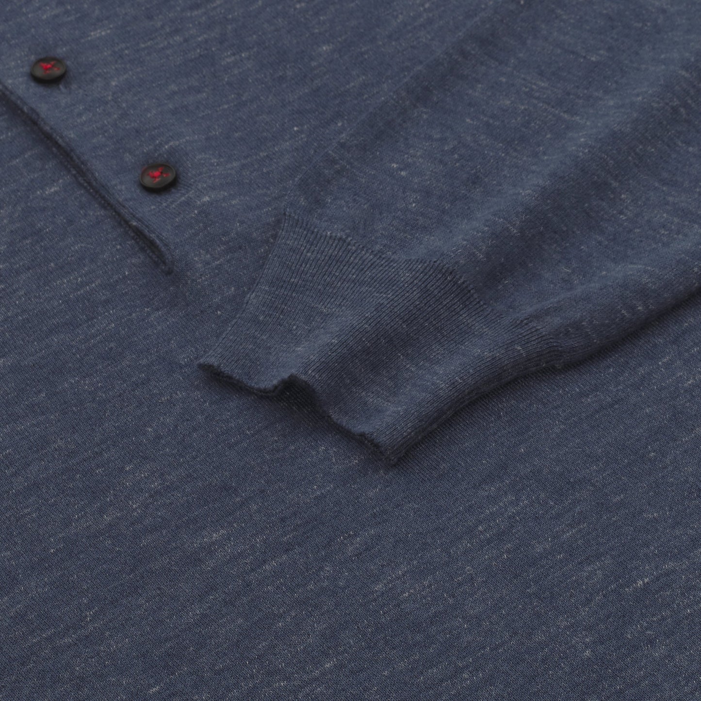 Kiton Cashmere - Blend Long Sleeve Polo Shirt in Bronze Blue - SARTALE