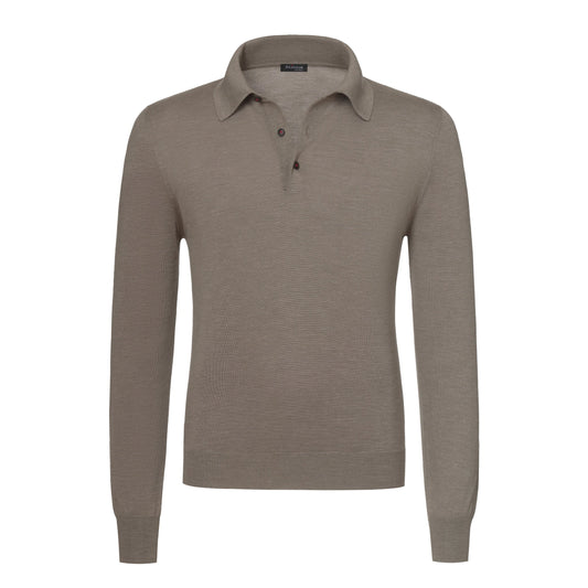 Kiton Cashmere - Blend Long Sleeve Polo Shirt in Pond Green - SARTALE