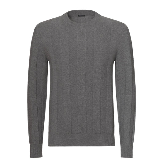 Kiton Cashmere Crew - Neck Sweater in Grey Melange - SARTALE