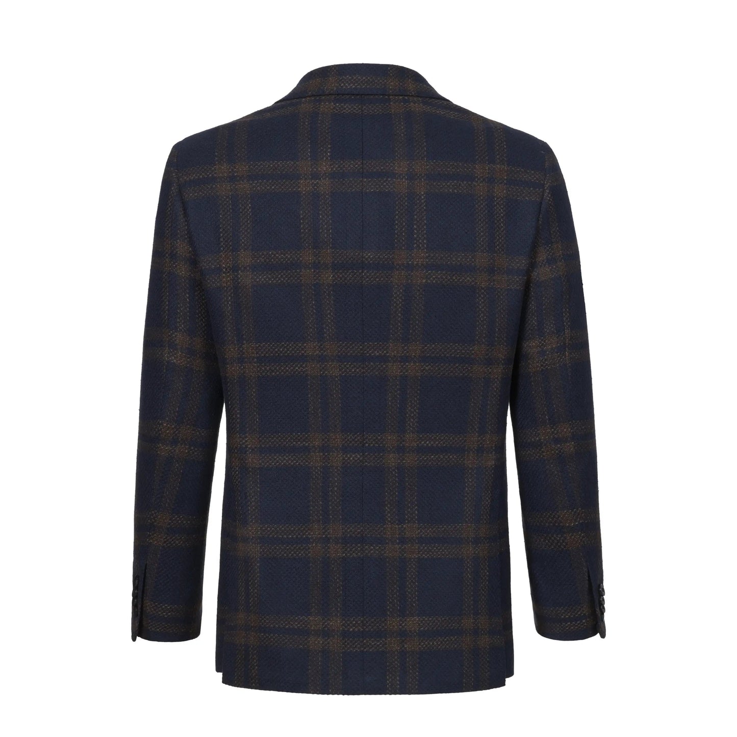 Kiton Glencheck Cashmere - Blend Jacket in Royal Blue and Brown - SARTALE