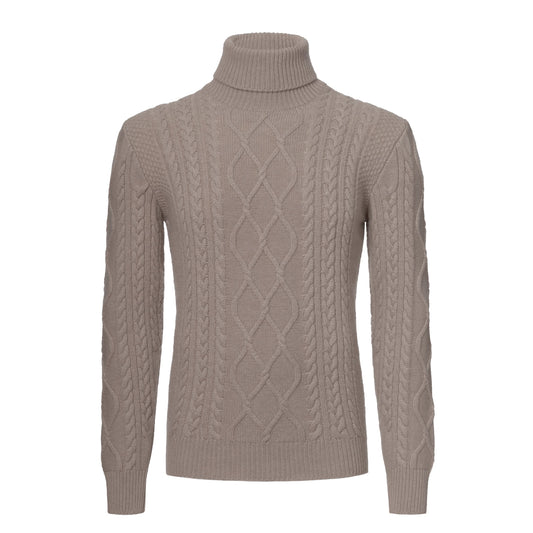 Kiton Ribbed Cashmere Turtleneck Sweater in Beige - SARTALE