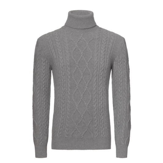 Kiton Ribbed Cashmere Turtleneck Sweater in Light Grey - SARTALE