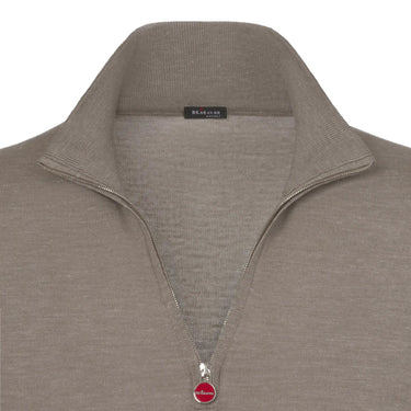 Kiton Silk and Cashmere - Blend Half - Zip in Grain Brown - SARTALE