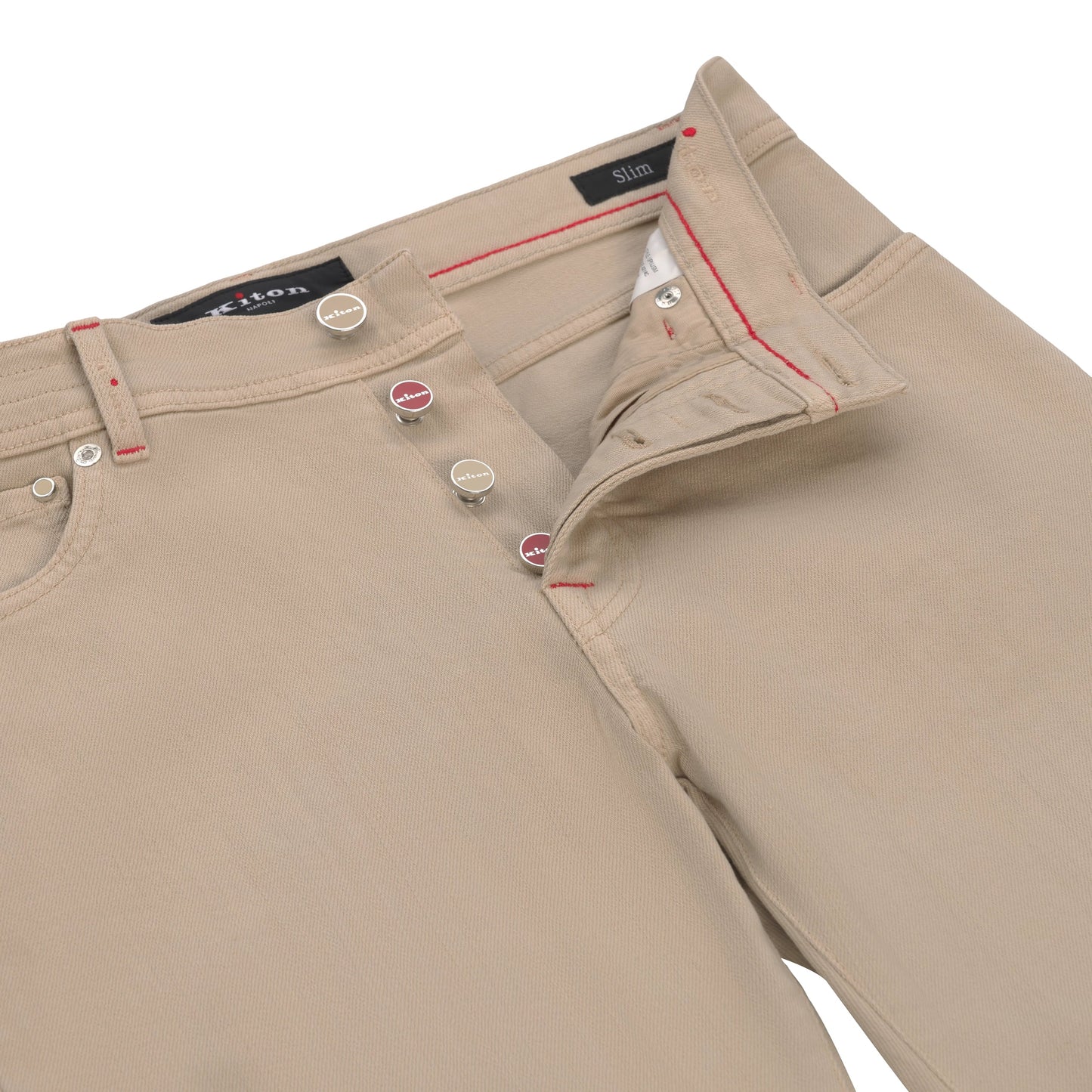 Kiton Slim - Fit Stretch - Cotton Jeans in Beige - SARTALE