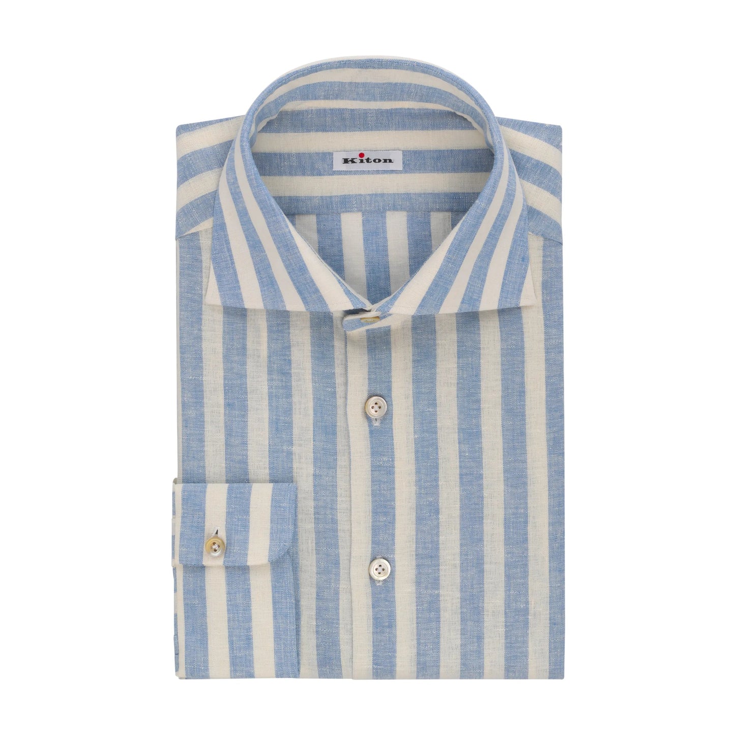 Kiton Striped Stretch - Linen Shirt in Light Blue and White - SARTALE