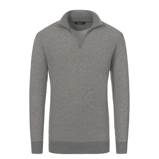 Loro Piana Cashmere Half - Zip Sweater in Grey Melange - SARTALE