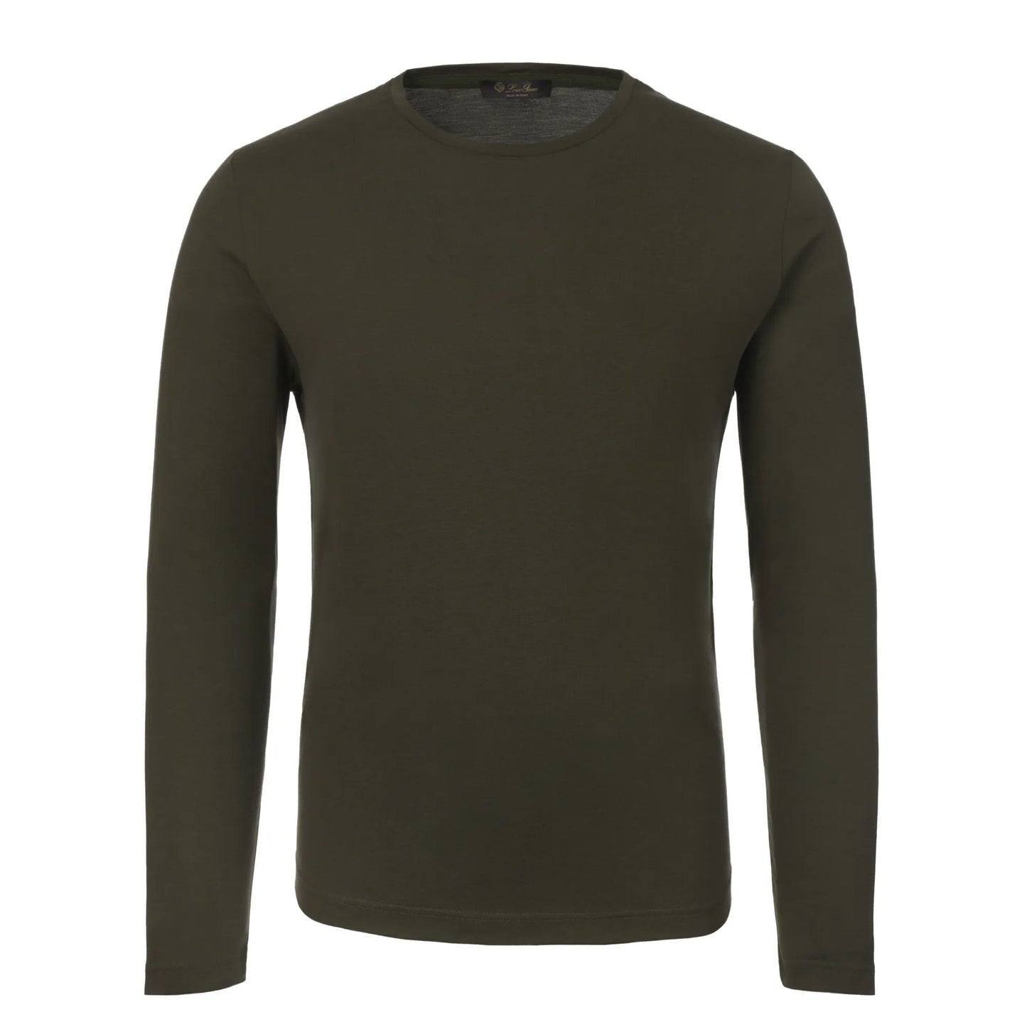 Loro Piana Silk - Cotton Blend Long Sleeve T - Shirt in Olive Green - SARTALE