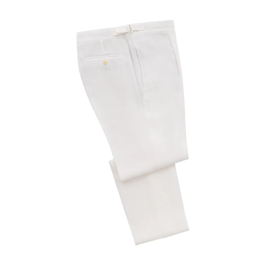 Loro Piana Slim - Fit Tapered Pleated Linen Trousers in White - SARTALE