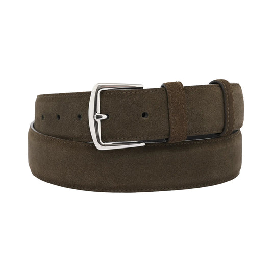 Loro Piana Suede Leather Belt in Olive Green - SARTALE