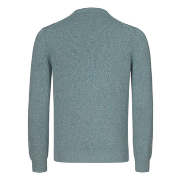 Luciano Barbera Cotton - Linen Crew - Neck Sweater in Sky Blue Melange - SARTALE