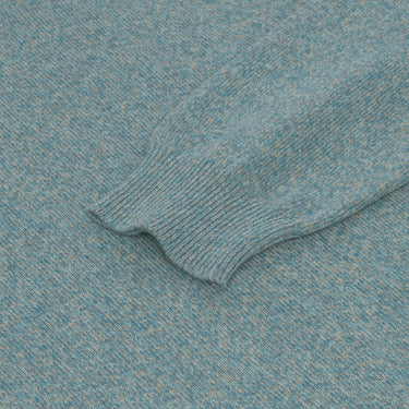 Luciano Barbera Cotton - Linen Crew - Neck Sweater in Sky Blue Melange - SARTALE