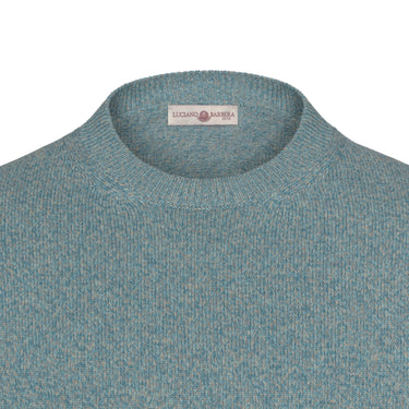 Luciano Barbera Cotton - Linen Crew - Neck Sweater in Sky Blue Melange - SARTALE