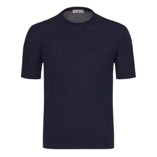 Luciano Barbera Crew - Neck Cotton T - Shirt Sweater in Dark Blue - SARTALE
