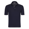 Luciano Barbera Wool Polo Shirt in Dark Blue with White - SARTALE