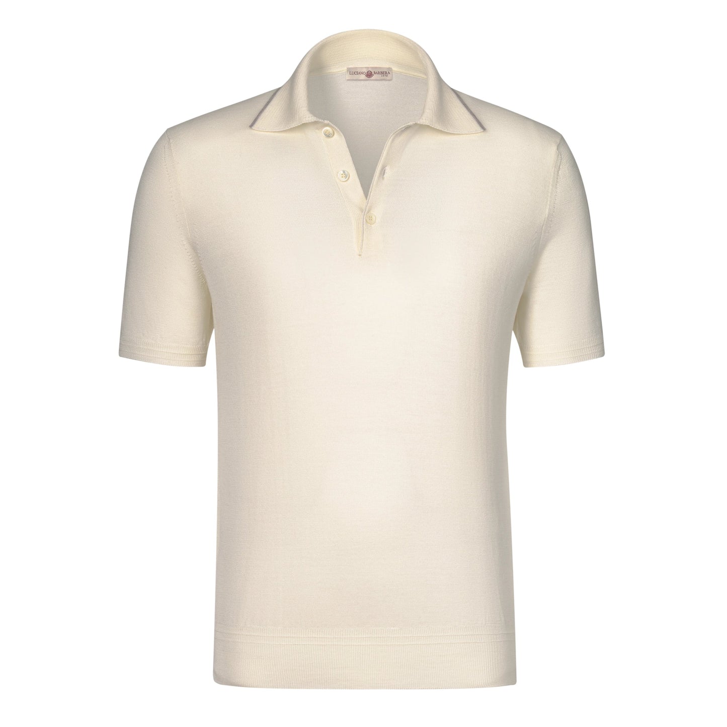 Luciano Barbera Wool Polo Shirt in White with Brown - SARTALE