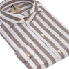 Luigi Borrelli Striped Linen and Cotton - Blend Shirt in Brown - SARTALE