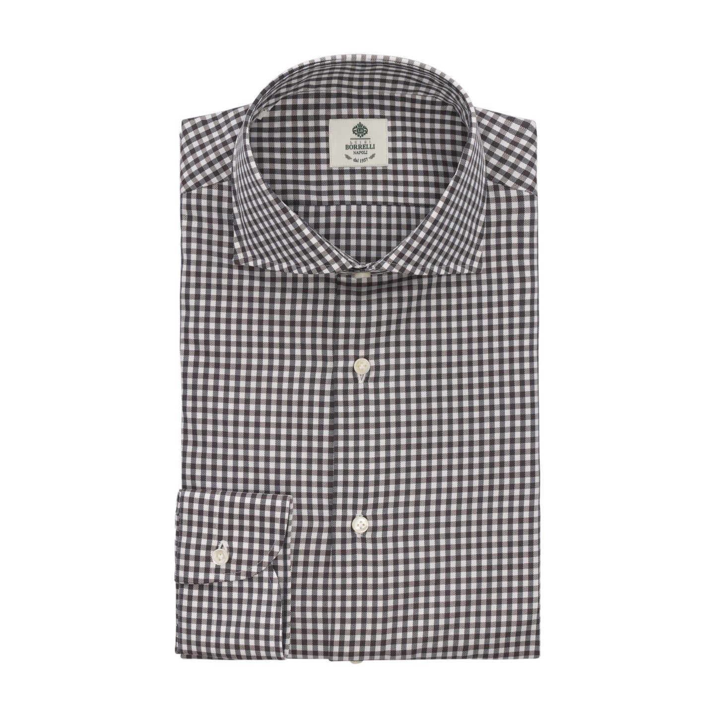 Luigi Borrelli Twill - Cotton Checked Shirt in Brown - SARTALE
