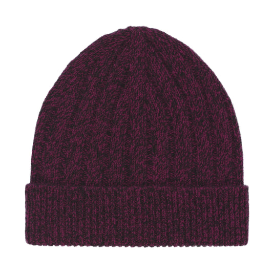 Malo Ribbed Cashmere Hat in Black Pink Melange - SARTALE