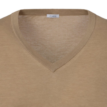 Malo V - Neck Long Sleeve in Beige - SARTALE
