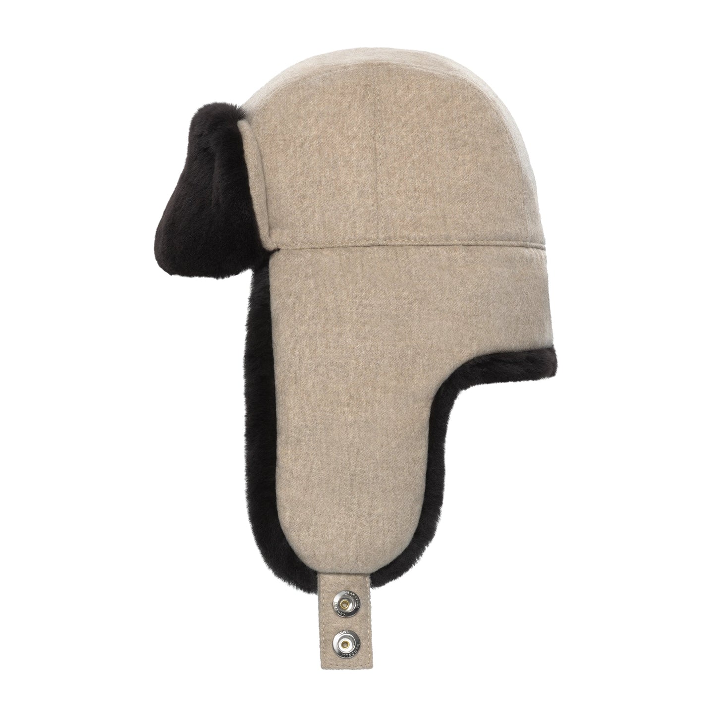 Mandelli Cashmere - Fur Hat with Ear Flaps in Beige and Black - SARTALE