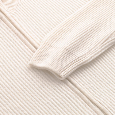 Mandelli Cashmere Zip - Up Sweater in Milk White - SARTALE